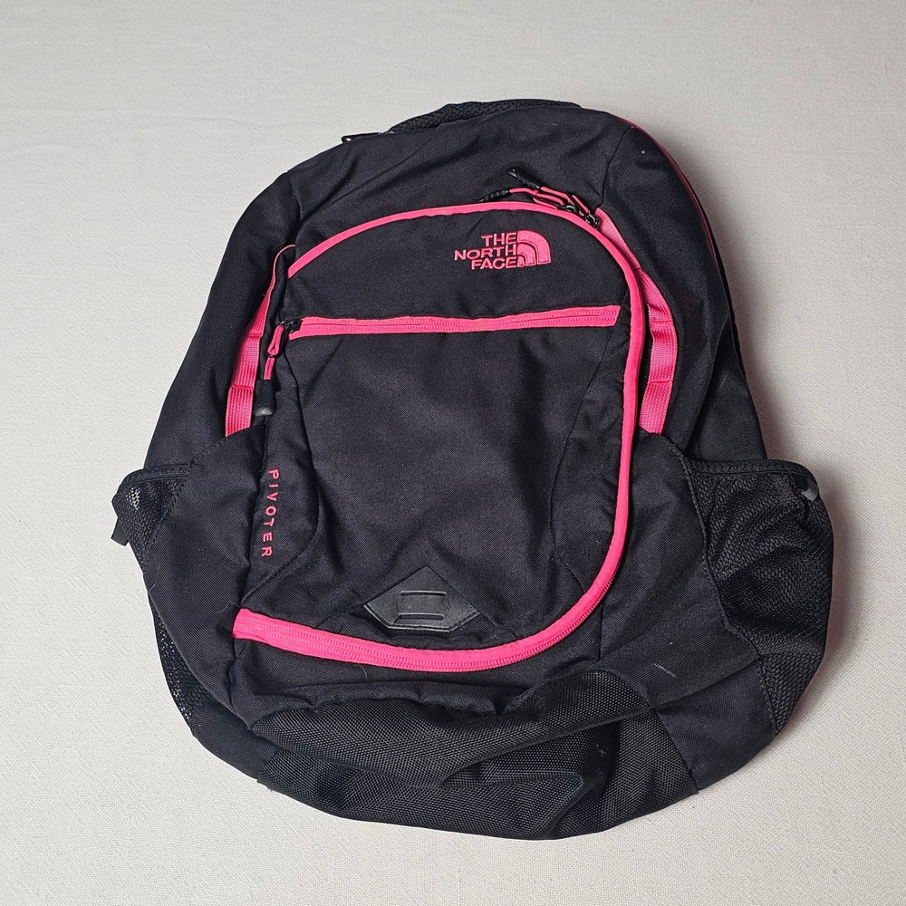 The North Face Pivoter Backpack Black Pink FlexVent Laptop School Bag